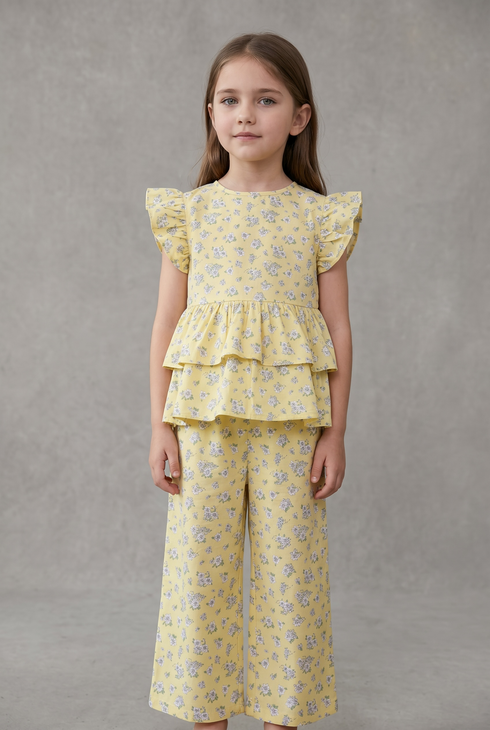 Yellow Floral Summer Dress for Kids Girls in Pakistan β Soft Cotton Casual & Comfortable Outfit
