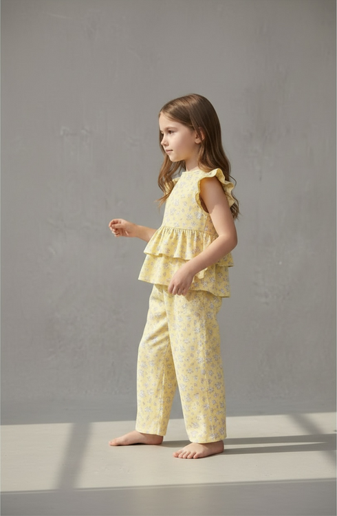 Yellow Floral Summer Dress for Kids Girls in Pakistan β Soft Cotton Casual & Comfortable Outfit