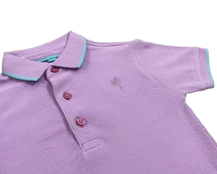 M&S Palm Tree Motif Lilac Polo Shirt