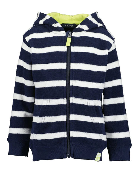 BLUE SEVEN - Navy Stripe Zip Up Hoodie