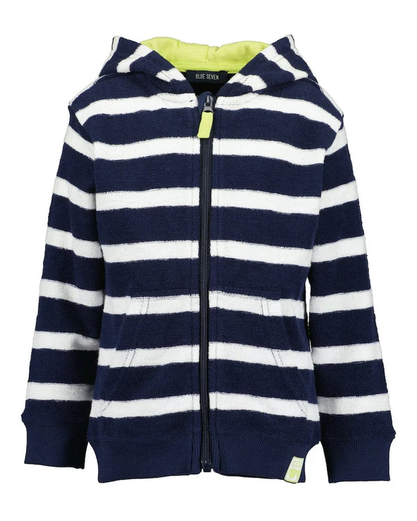BLUE SEVEN - Navy Stripe Zip Up Hoodie