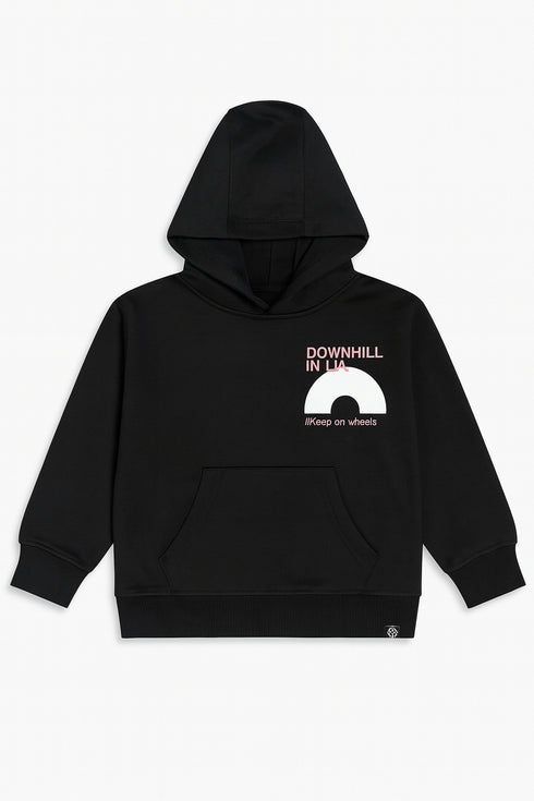 Downhill In L.A Fleece Hoodie Black