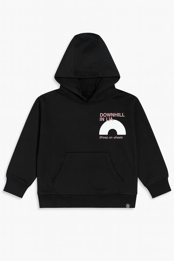 Downhill In L.A Fleece Hoodie Black