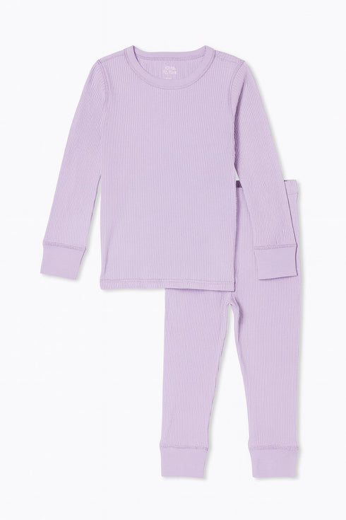 Baby Girls Ribbed Thermal Night Suit – Soft Cotton Winter Sleepwear Set (Lilac)