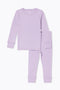 Baby Girls Ribbed Thermal Night Suit – Soft Cotton Winter Sleepwear Set (Lilac)