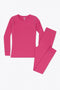 Baby Girls Ribbed Thermal Night Suit – Warm Cotton Winter Sleepwear Set (Hot Pink)