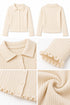 Calvin Klein Girls Cream Ribbed Collared Cardigan Top