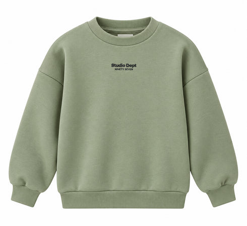 Minoti Boys Sage Green Oversized Crew Neck Sweatshirt