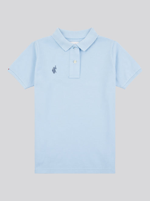 U.S. Polo Assn. Boys Double Horsemen Polo Shirt in Chambray Blue