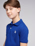 U.S. Polo Assn. Boys Double Horsemen Polo Shirt in Sodalite Blue