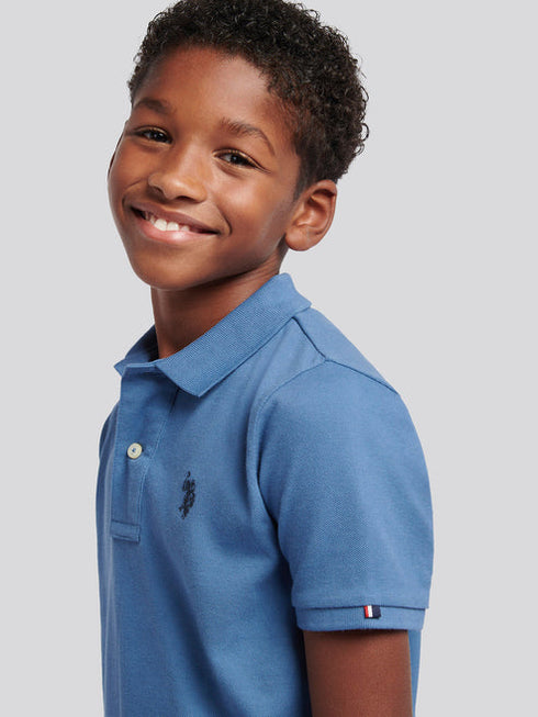 U.S. Polo Assn. Boys Double Horsemen Polo Shirt in Blue Horizon