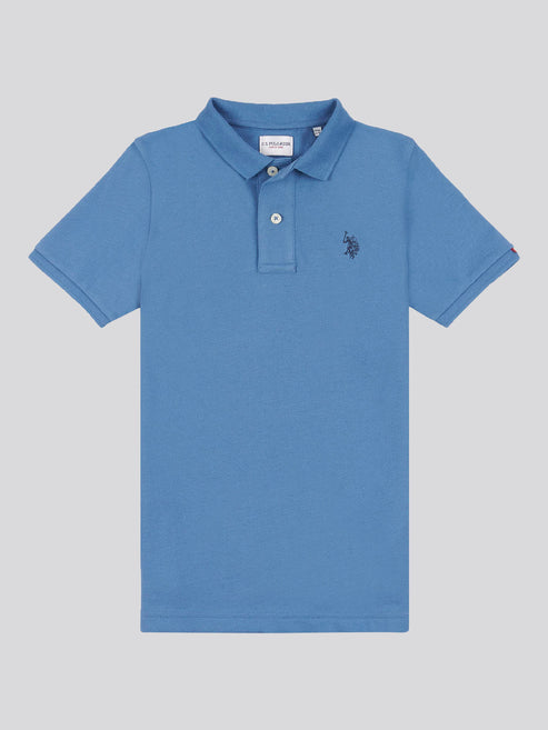 U.S. Polo Assn. Boys Double Horsemen Polo Shirt in Blue Horizon