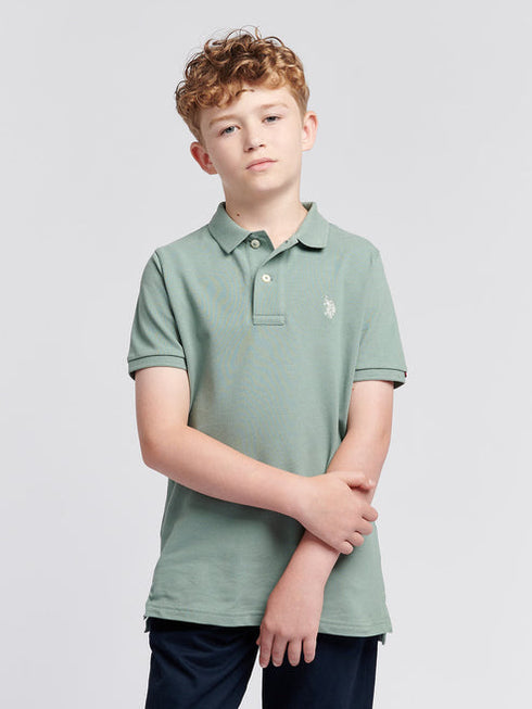 U.S. Polo Assn. Boys Double Horsemen Polo Shirt in Chinois Green