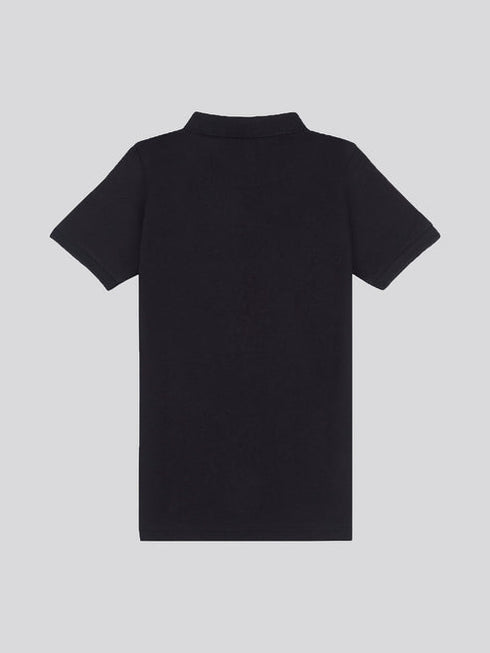 U.S. Polo Assn. Boys Double Horsemen Polo Shirt in Black Bright White DHM