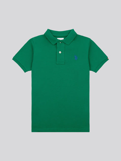 U.S. Polo Assn. Boys Double Horsemen Polo Shirt in Lush Meadow