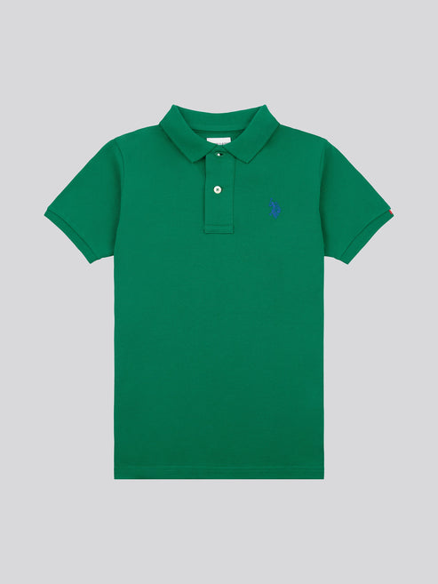 U.S. Polo Assn. Boys Double Horsemen Polo Shirt in Lush Meadow