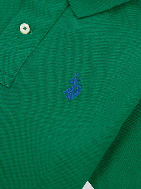 U.S. Polo Assn. Boys Double Horsemen Polo Shirt in Lush Meadow