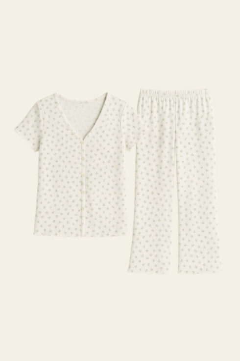 H&M PRINTED COTTON 2 PIECE SUIT