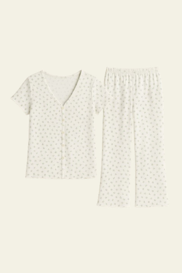 H&M PRINTED COTTON 2 PIECE SUIT