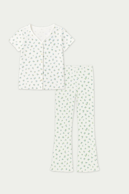 H&M Blue Floral Leaves Printed Cordset