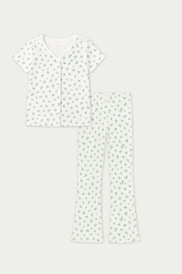 H&M Blue Floral Leaves Printed Cordset