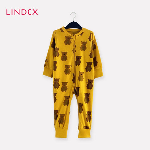 baby boy clothes Printed Full Sleeve Zip Front Footed Romper, Ocelot Kittens