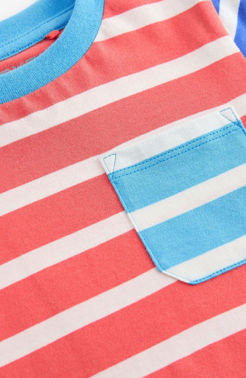 NEXT Boys Red Hotchpotch Stripe T-Shirt – Colorful Cotton Summer Tee for Kids in Pakistan
