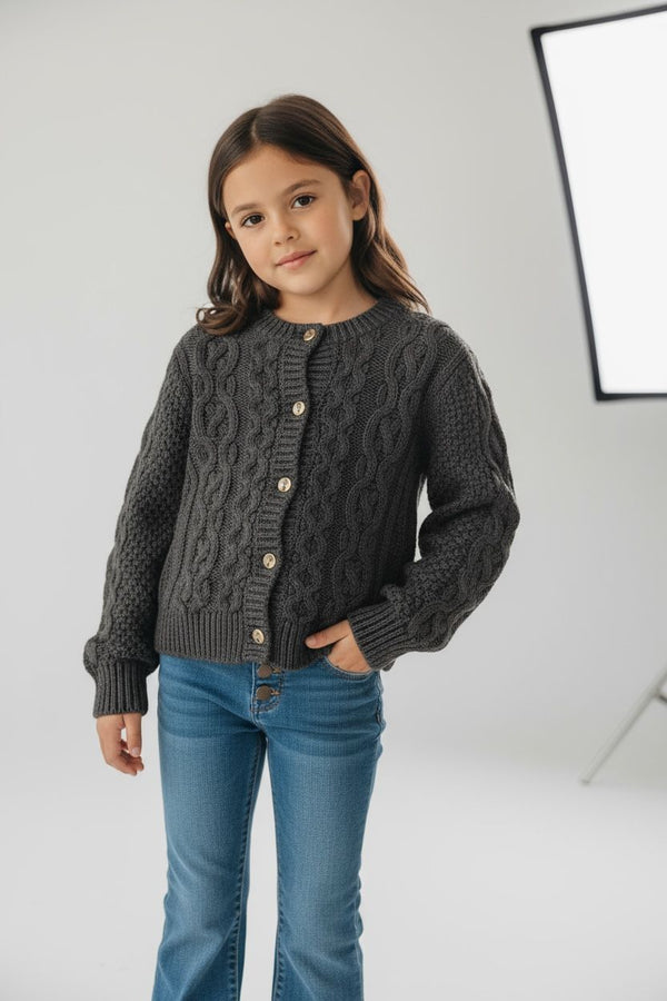 Ecru Chunky Knit Bobble Cardigan (6mths-12mths)