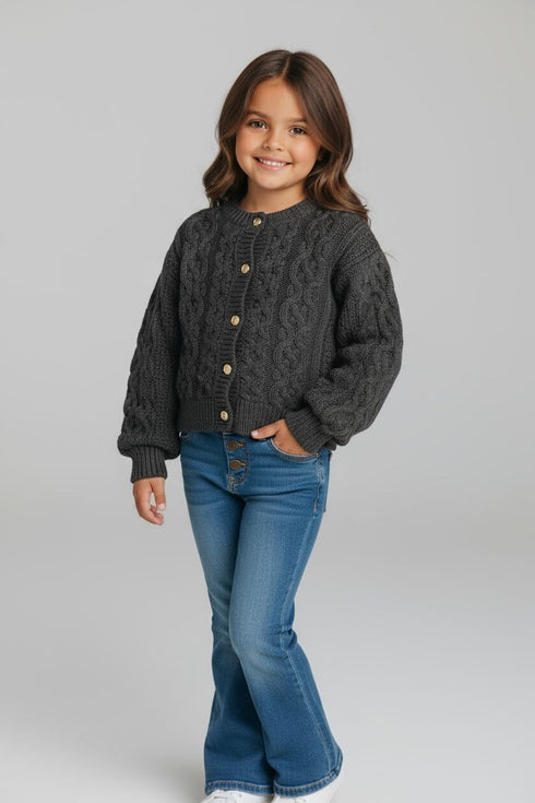 Ecru Chunky Knit Bobble Cardigan (6mths-12mths)