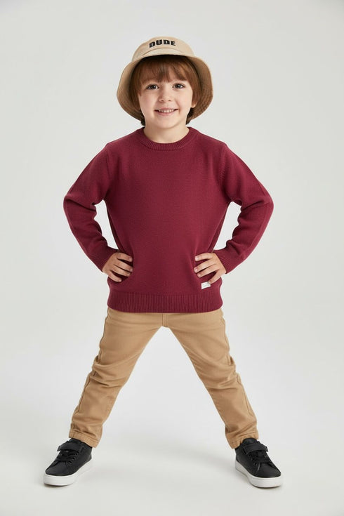 EYE-GATCHING burgundy cotton boy's sweater