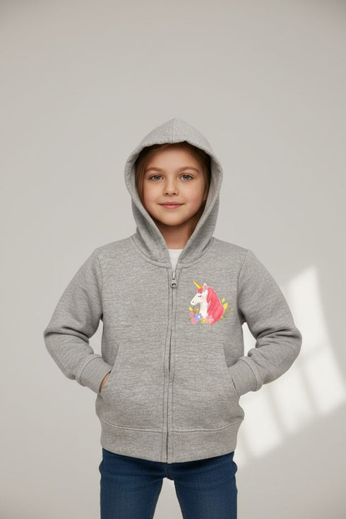 Girl Regular Fit Hooded Light Grey Melange