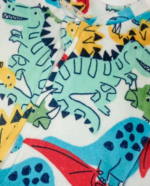 Baby Boy Dinosaur Printed Cotton Romper – Full Sleeves Winter Onesie for Infants & Toddlers (0–24 Months)