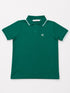 Emerald green polo shirt flat lay