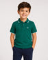 Emerald green polo shirt flat lay