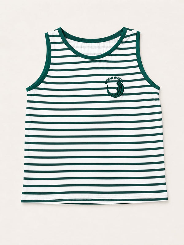 LC Waikiki LCW Green & White Boys' Striped Sleeveless Tank Top