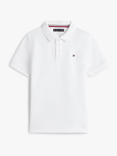 Tommy Hilfiger White Essential Flag Embroidery Pique Polo Shirt