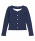 Tommy Hilfiger Girls Navy Blue Ribbed Button Front Top