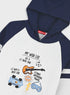 Energiers Kids Light Grey Graphic Hoodie with Navy Sleeves