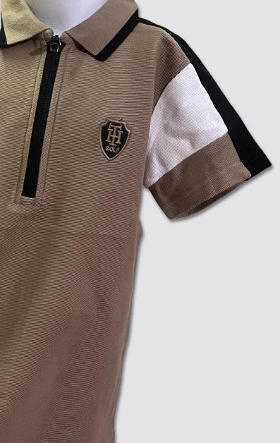 Boys Tan Pique Polo Shirt
