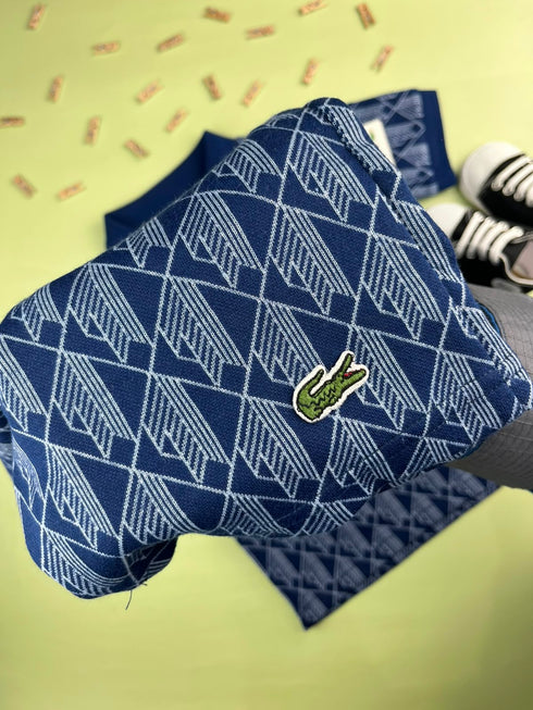 Lacoste Kids Blue Printed Polo Shirt & Shorts Set