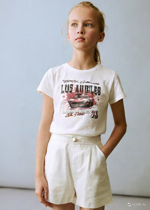 Casual Round Neck White Shirt