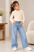 Calvin Klein Girls Cream Ribbed Collared Cardigan Top