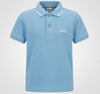 Hugo Boss Logo Print Collar Stripe Polo Tee Sky Blue