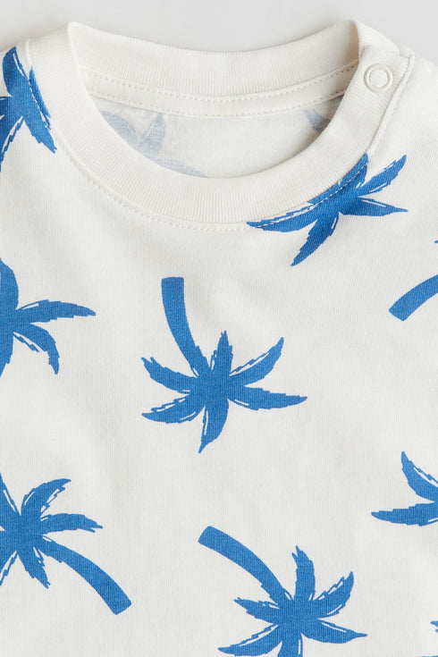 H&M T-Shirt White/Palm trees