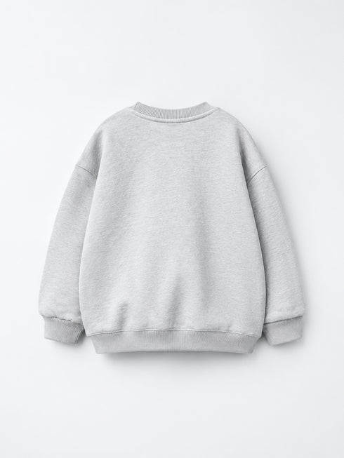 Zara Kids Light Grey Oversized Sweatshirt with Chest Logo