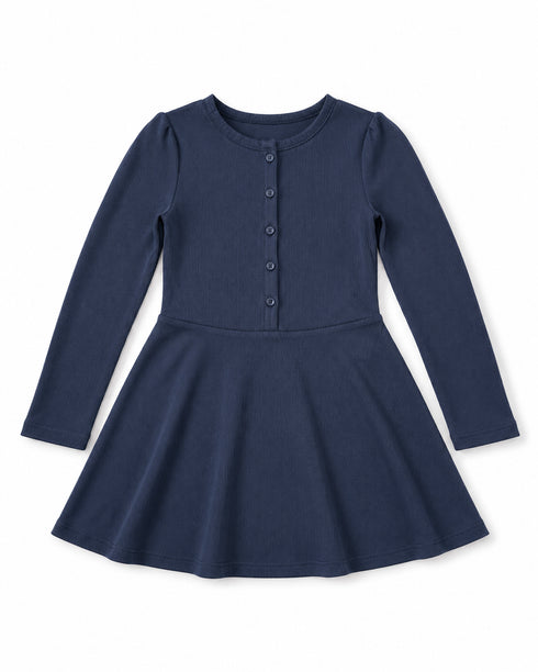 Tommy Hilfiger Girls Navy Ribbed Fit & Flare Dress