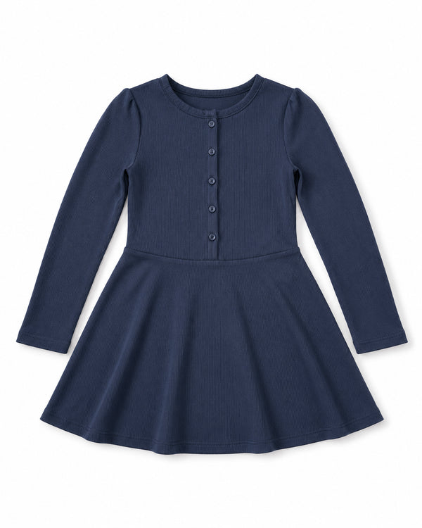 Tommy Hilfiger Girls Navy Ribbed Fit & Flare Dress