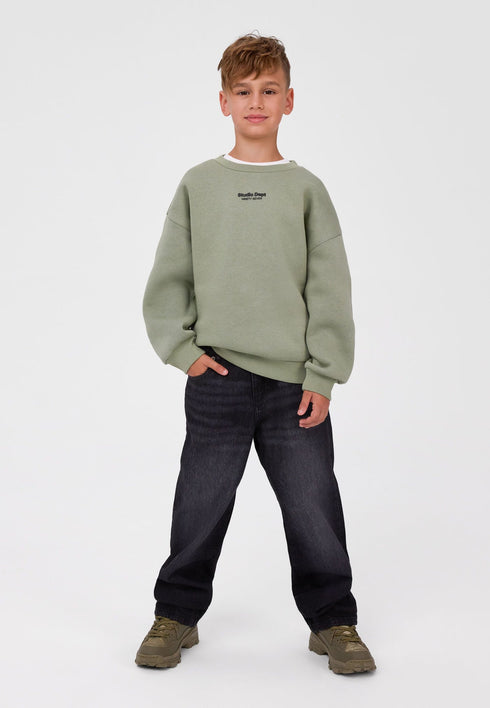 Minoti Boys Sage Green Oversized Crew Neck Sweatshirt