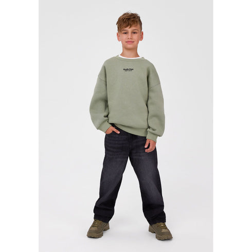 Minoti Boys Sage Green Oversized Crew Neck Sweatshirt