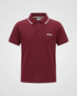 Hugo Boss Logo Print White Collar Stripe Polo Tee Maroon